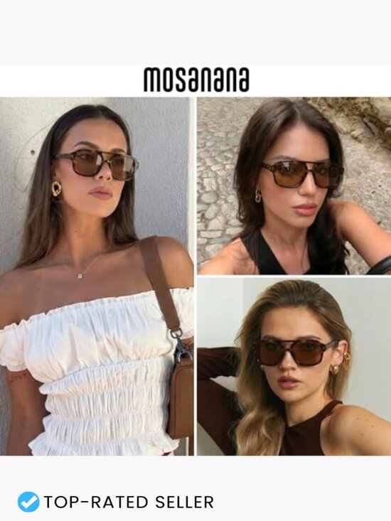 Small Narrow Square Aviator Sunglasses for Women Retro Double Bridge UV400 main image 2